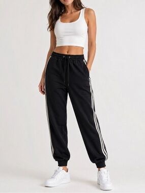 Lauren Ralph Lauren Black Side Stripe Jogger Pants Size 10 NWT